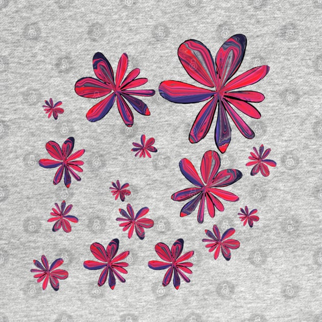 Red and Blue Flowers by designs-by-ann